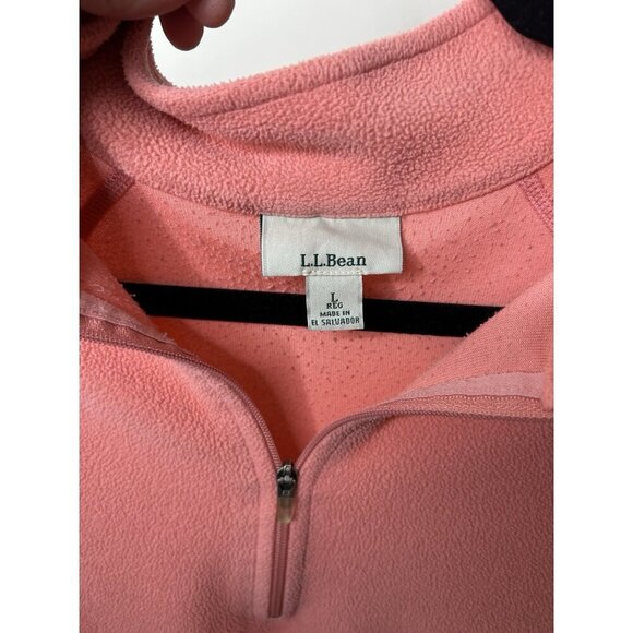 LL Bean Jacket Pink Fleece 1/4 Zip Pullover Lightweight Womens Size Large - Picture 9 of 9